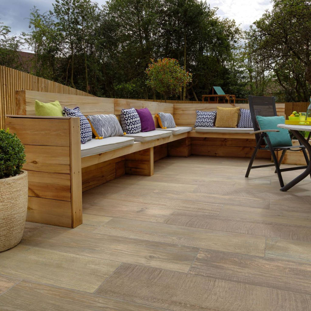 Porcelain paving wood effect tiles