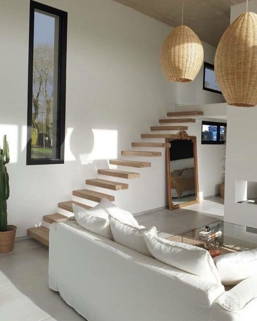 Wooden floating staircase